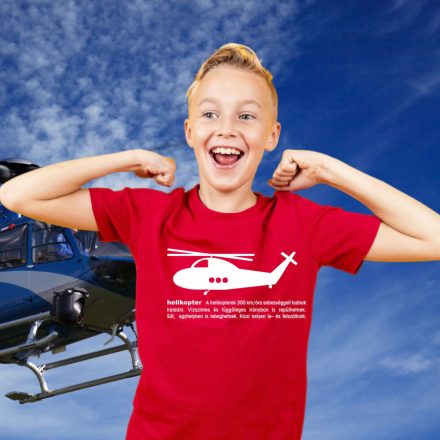 Helikopter Gyerek Póló Piros