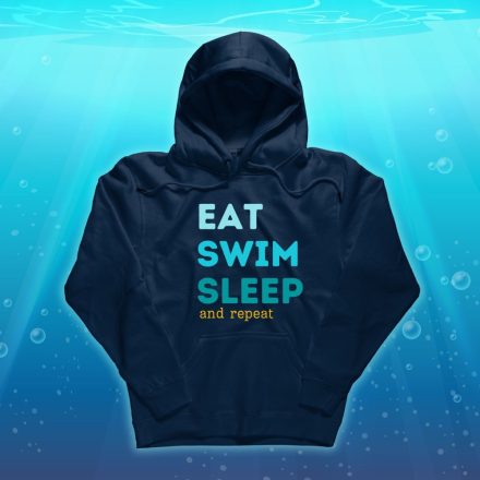 Eat Swim Sleep Kapucnis Pulcsi Úszóknak Kék
